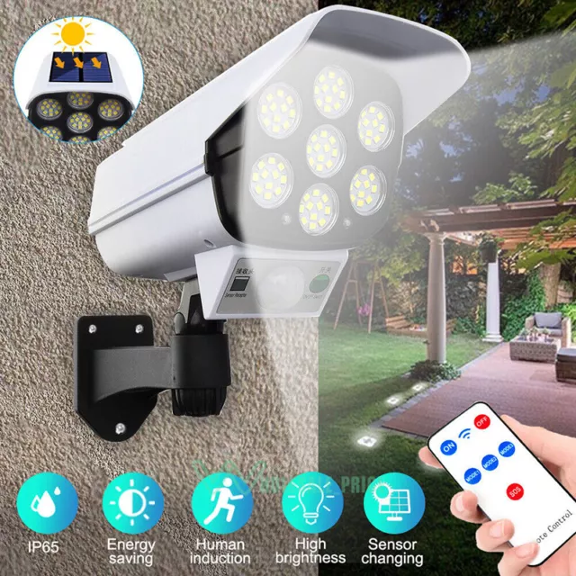 Faro LED Recargable Solar Lampara Tipo Camara Falsa Seguridad Para Exteriores