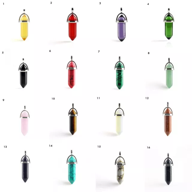 Natural Quartz Crystal Healing Point Chakra Cut Gemstone Pendant Reiki Necklace 4