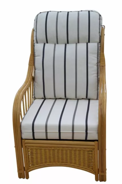 Sorrento Cane Conservatory Furniture -Single Chair - Striped Design Fabric