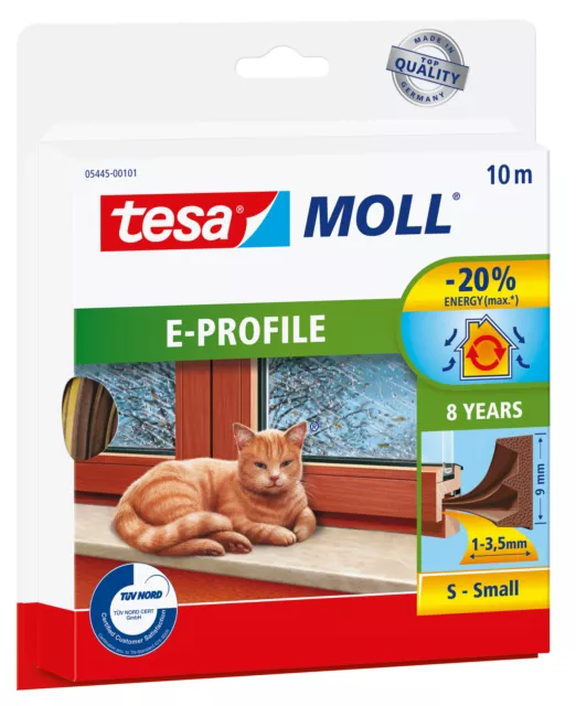 tesamoll Fensterdichtung selbstklebend - E-Profil: 9mm x 4 mm