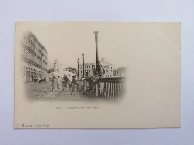 cpa Carte Nuage ALGER vers 1900 Boulevard de la REPUBLIQUE Animés J. GEISER