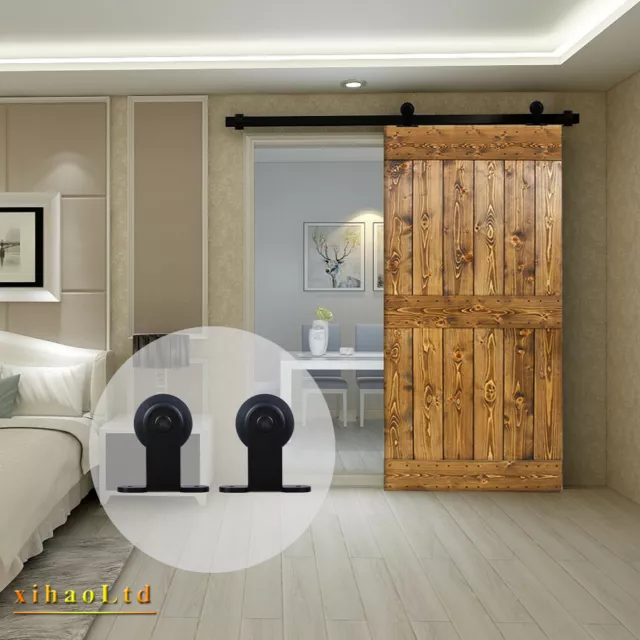 CCJH 4-16FT Steel Sliding Barn Wood Door Hardware Kit Single/Double/Bypass Doors 6