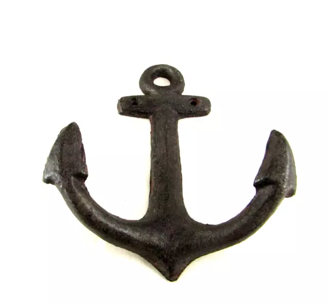 Vintage Cast Iron Anchor Wall Hanging Hook decor nautical 6" X 5"