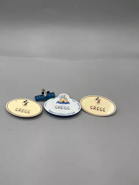 Vintage Walt Disney World Lot of 3 Employee Name Tags and Pin