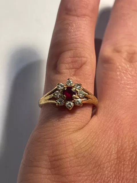 Bijoux Bague en Plaqué Or avec Pierre Rouge Fantaisie Taille 63 (157-21/A2-15)