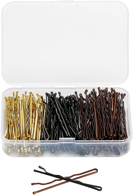 thumbnail image 2 of 200-Pack Brown Hair Grips – Kirby Clips, Long 4.5cm Slides, Bobby Pins For Bun & Waves (All Hair Types) 2 of 3