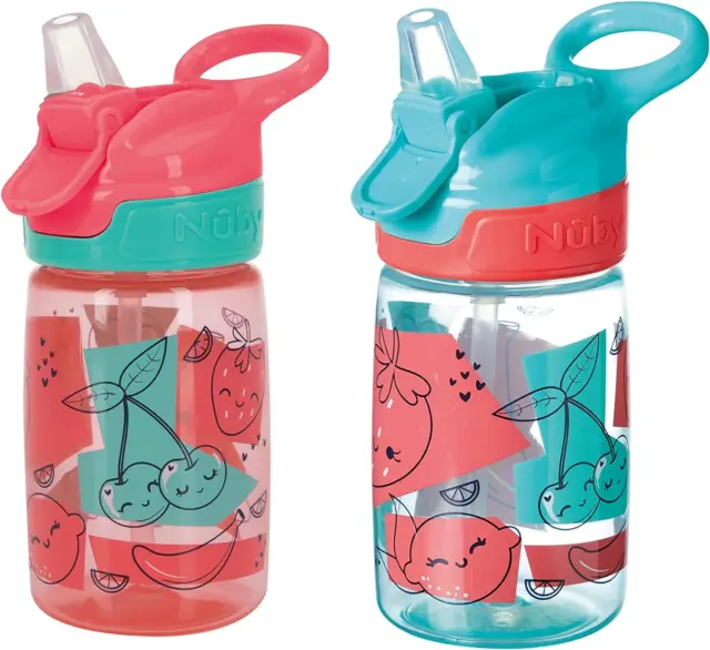 Kids Water Bottle With Straw,portable Cartoon Baby Sippy Cup With Lanyard  (400ml-rose Red)