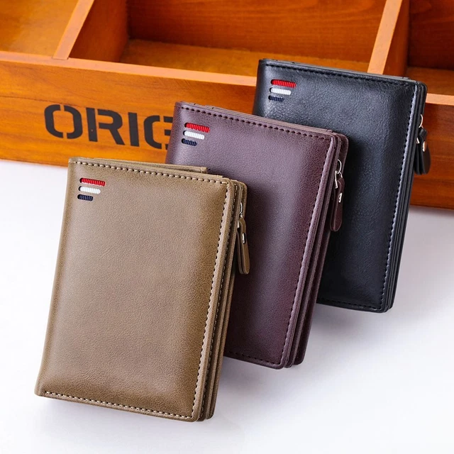 Inhaber der Karte Mit Zipper Gehäuse für Münzen Mens Ledertasche