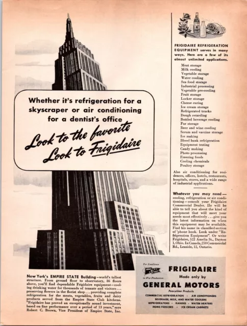 Vintage 1945 Frigidaire Gm General Motors Empire State Buiilding Print Ad