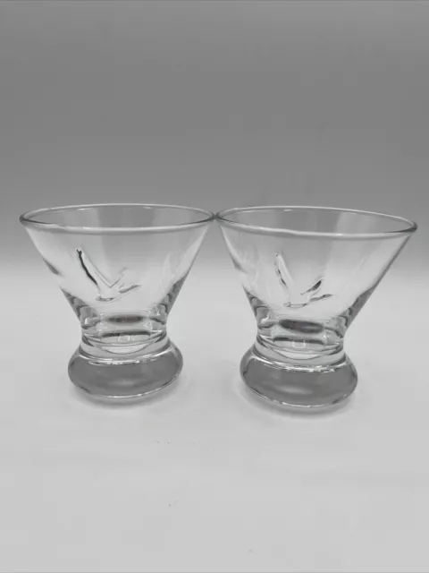 Grey Goose Vodka Stemless Martini Glasses Embossed Flying Goose Logo Set Of 2