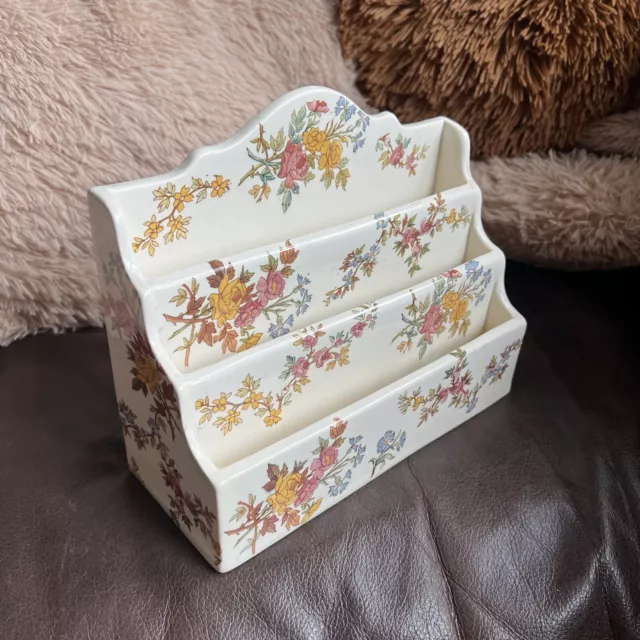 Antique Sarreguemines Louis XV Letter Holder Floral French Faience 1890 France 2