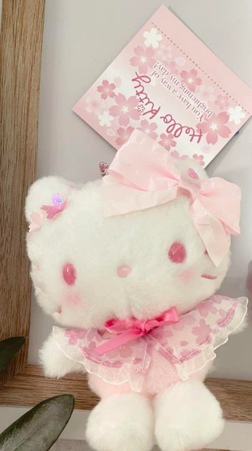 PLCPDM Portachiavi con ciondolo a forma di fiore di ciliegie, alla moda, leggero, da borsa, da donna, decorazione per borsa, Peluche