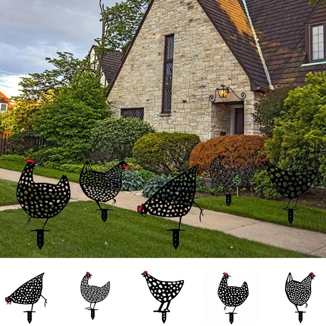 Rustikale Henne Hof Kunst Skulptur Outdoor Acryl Garten Pfahl Familie Dekoration