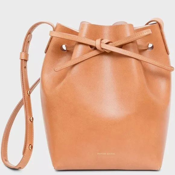 Mansur Gavriel Mini Bucket Bag NWT Cammello Rosa Crossbody Leather Drawstring