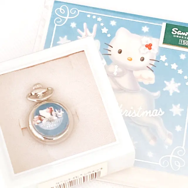 Hello Kitty Mint Pocket Watch with Christmas card Vintage 2cm/0.8inch from Japan