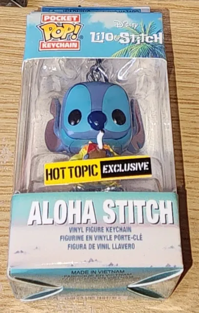 Funko Pocket Pop Keychain Aloha Stitch Hot Topic Exclusive Disney Lilo & New