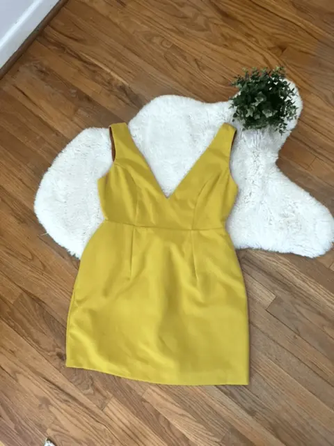 ASOS Mustard Yellow V-neck Tulip Teacup Dress Size 12