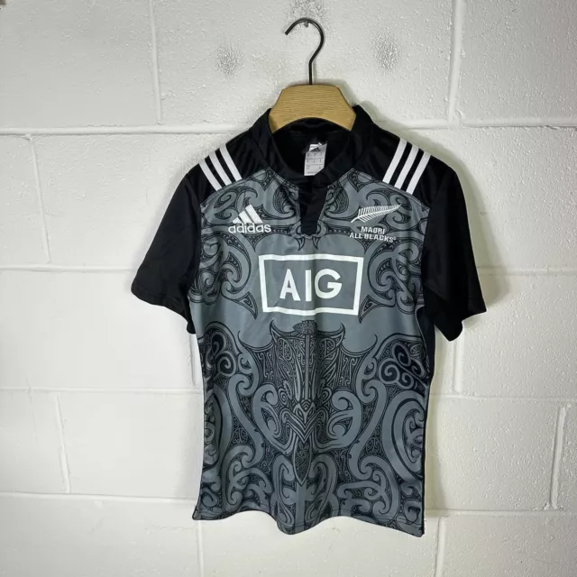 New Zealand All Blacks Rugby Shirt Mens Small Black Grey Adidas 2017 Home Māori