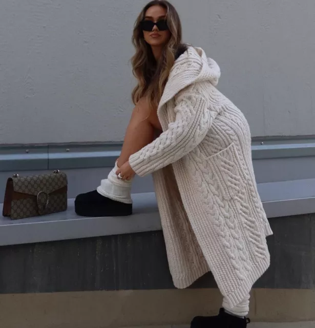 Long chunky sales cable knit cardigan
