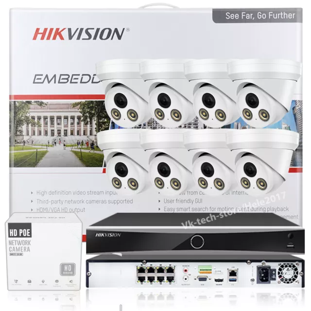 Hikvision 8CH 5MP ColorVu Security IP Camera System Kit POE MIC AI NVR Wired Lot