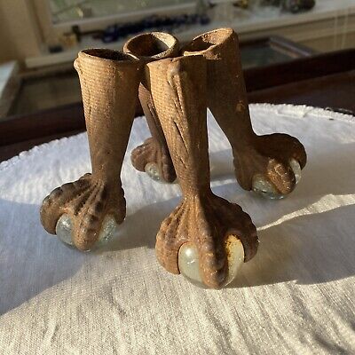 Antique bronze + glass Orb claw feet Set Of (4) Minor damage