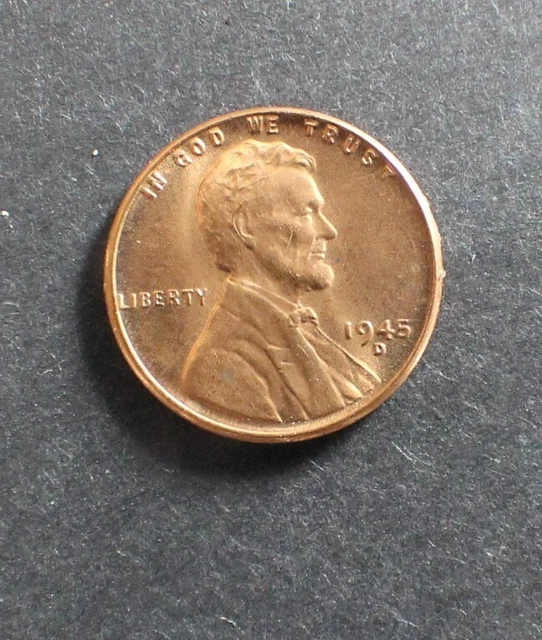 1945 D Uncirculated BU Red RD - Lincoln Wheat Cent Penny ~ Ships Free