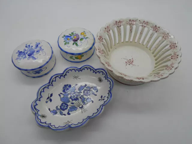 Lot De Boite A Bijoux Vide Poche Coupelle En Faience De Moustiers & Malicorne