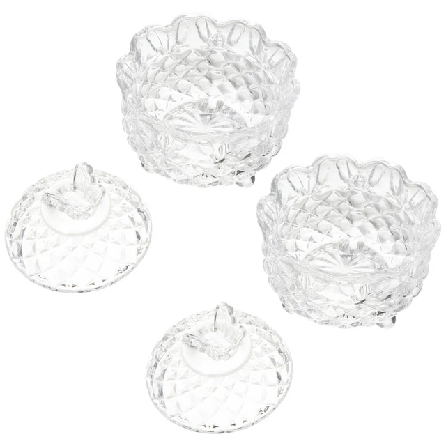 2 piezas lata de almacenamiento olla de especias de vidrio vidrio vidrio de caramelo tazón de azúcar de cristal