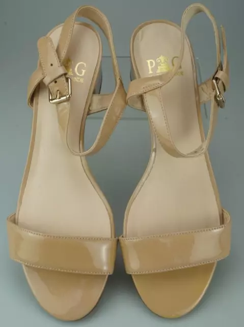 Pair of Piazza Grande Beige Sandals Block Heel Size 38 New with Defect TV378