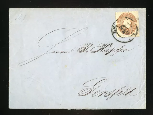 SACHSEN Nr.18 BRIEF LEIPZIG 27 AUG 1867 - GERSFELD !!! (964798)