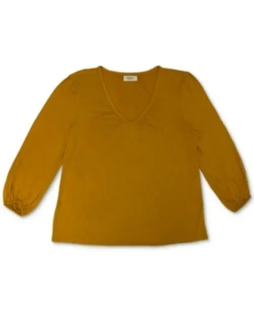 MSRP $57 Style & Co Plus Size V-Neck Top Yellow Size 1X