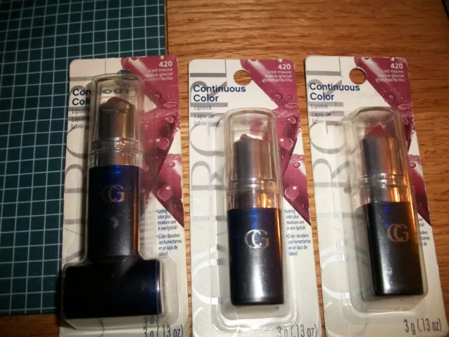 Nuevo lápiz labial CoverGirl color continuo malva helada 420 0,13 oz lote de 3