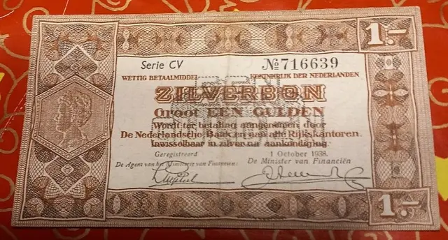 1  Gulden Niederlande / Geldschein Banknote vom 01.10.1938 °