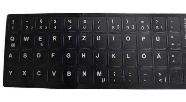 Deutsche Tastatur Aufkleber Keyboard Notebook Laptop schwarz universal