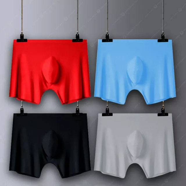 MENS ICE SILK Seamless Boxer Briefs Underwear Shorts Thongs