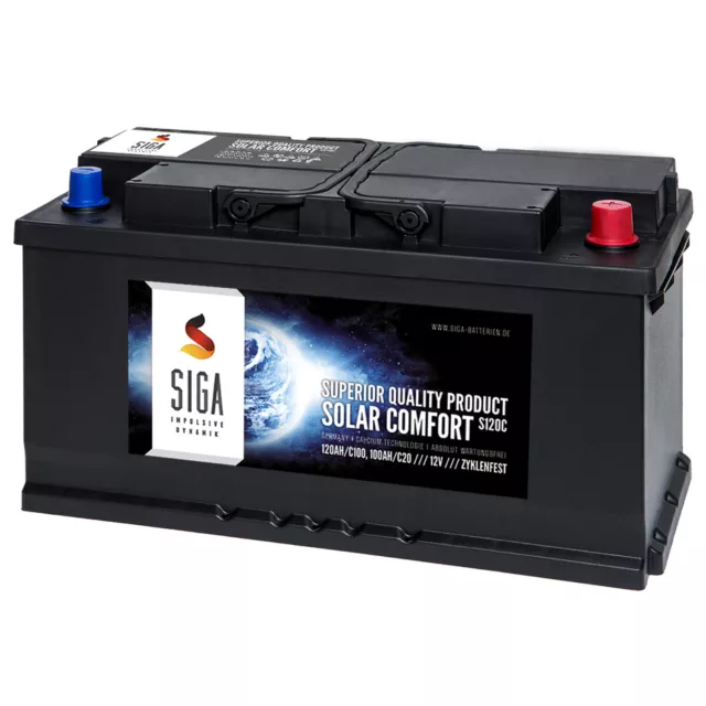 SIGA SOLAR Comfort 120Ah 12V Solar Batterie Versorgungsbatterie Wohnmobil 100Ah