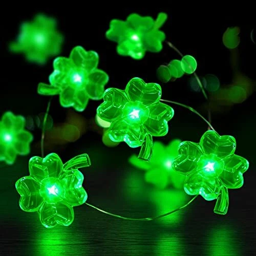 St Patricks Day Decorations 3D13Ft 50LED Green Shamrock String Light, St