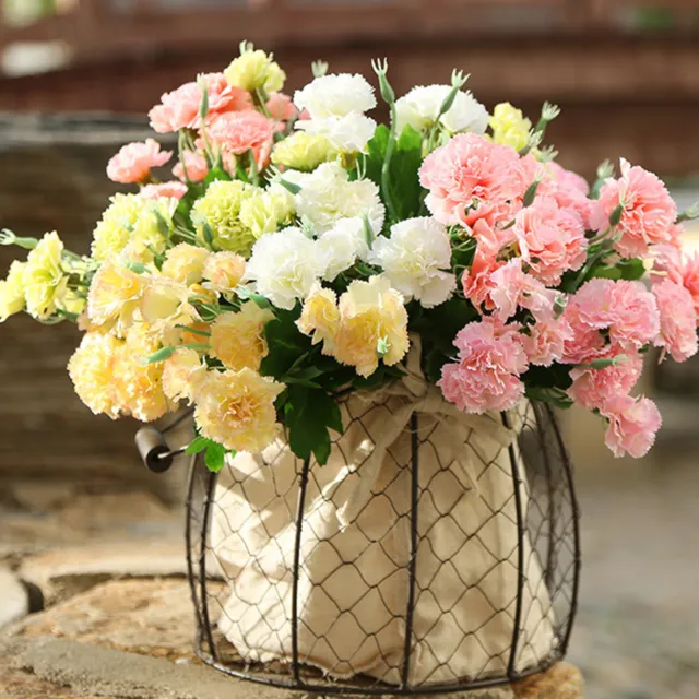 Artificial Flower Non-fading Anti-fall Carnation Bouquet Silk Flowers with Stems