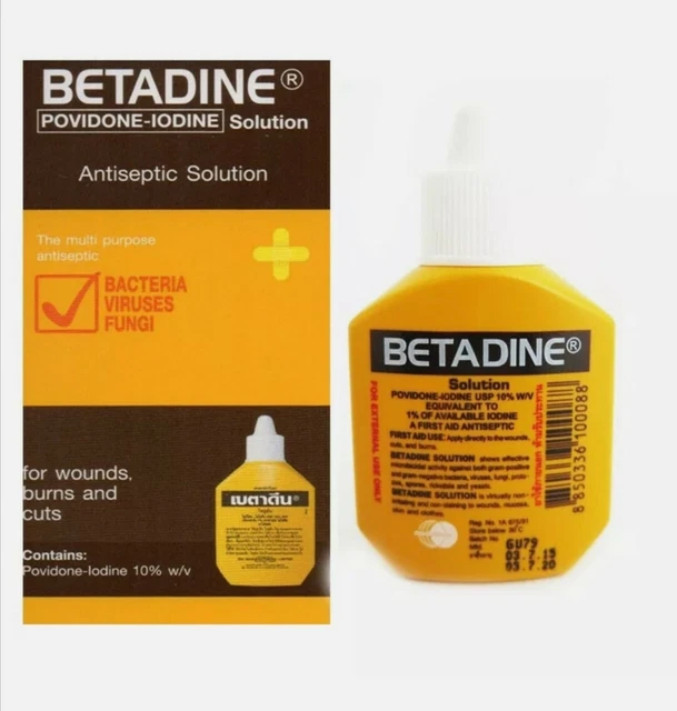 BETADINE POVIDONE IODINE Wound Infection Solution 2 x 15 cc Bottles EUR