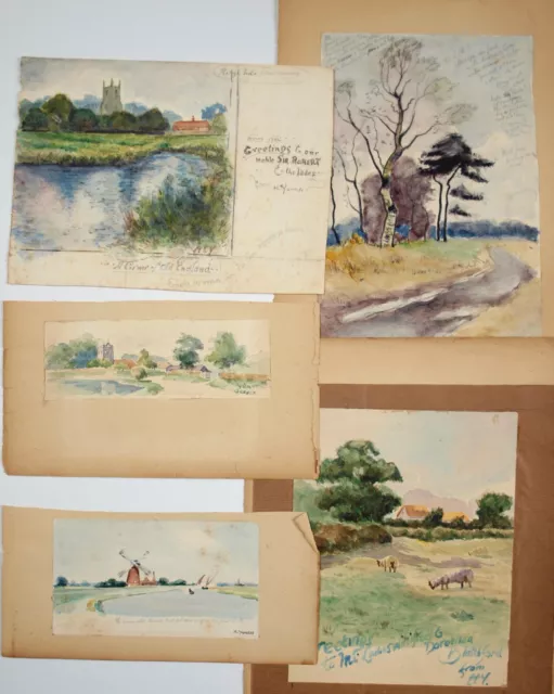 H. Youens. 5 x English landscape watercolours, Sussex. Early 20th century