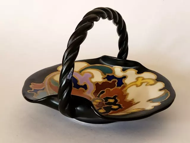 Vtg Regina Gouda small Basket signed Art Pottery Holland ~Rare