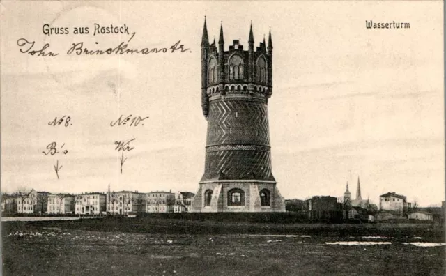 Ak Gruss Aus Rostock Wasserturm 1907 Mecklenburg