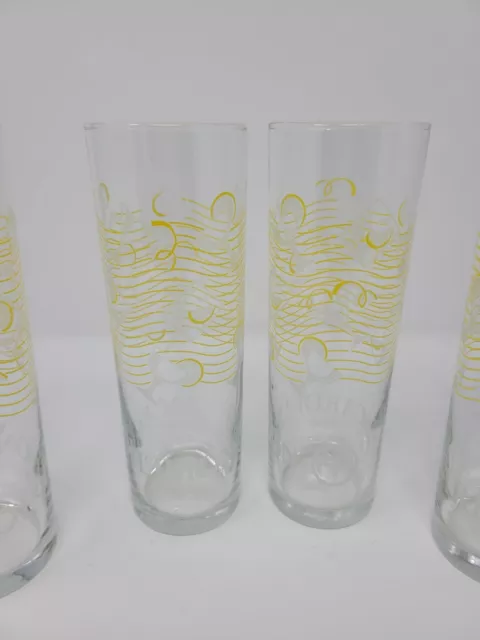 LIBBEY BACARDI LIMON RUM HIGHBALL GLASSES - 7" TALL - LEMON DESIGN - Set of 4 3