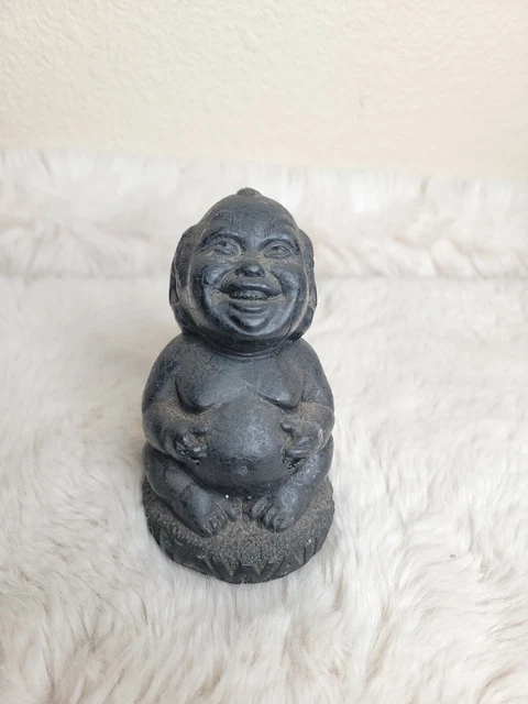 Vintage Coco Joes Hawaii Black Lava 4 inch Happy/Laughing Buddha Lucky Billiken
