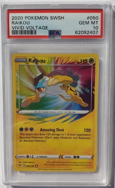 Pokemon Raikou 050/185 Vivid Voltage  Eng PSA 10 2020 card Holo Amazing Mint 9 8