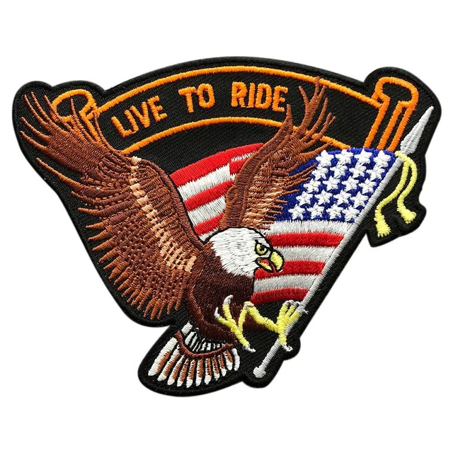LIVE TO RIDE Brown Eagle USA Flag Biker Patch MC (fer à Coudre Sur 4 - Foto 7