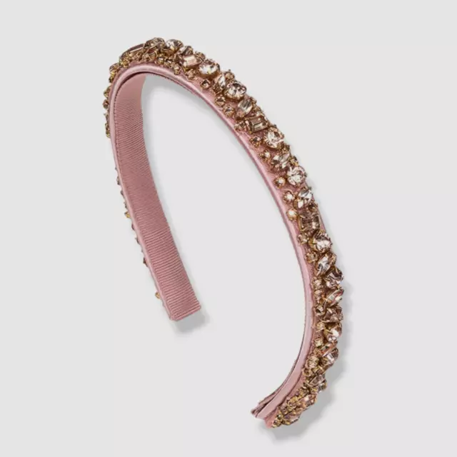 $295 Jennifer Behr Women's Pink Essen Crystal Embellished Headband One Size