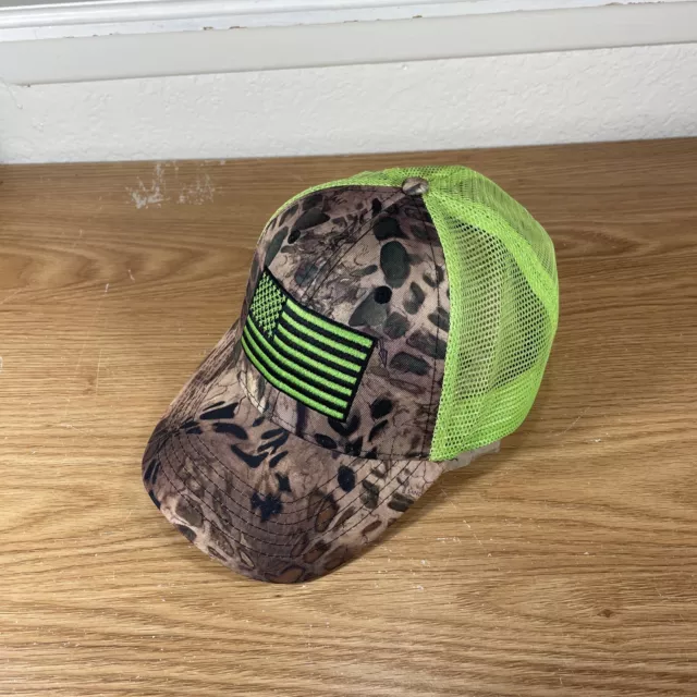 PUGS USA American Flag Camo Trucker Hat Baseball Cap Mesh Back SnapBack Green