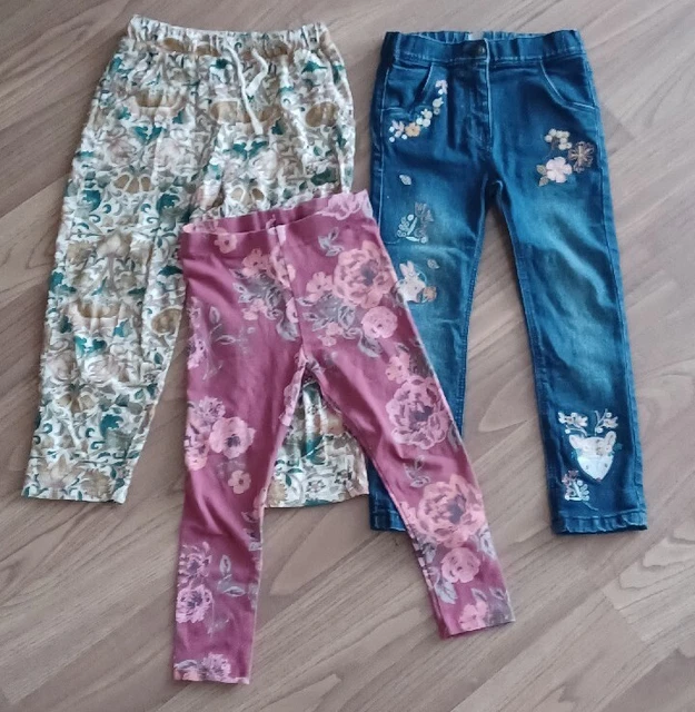 Pacchetto leggings e jeans per bambine X 3 età successiva 4-5 anni denim rosa blu