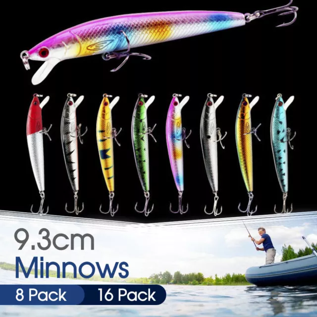 16 MINNOW FISHING Lures Redfin Trout Cod Yellowbelly Bream Salmon